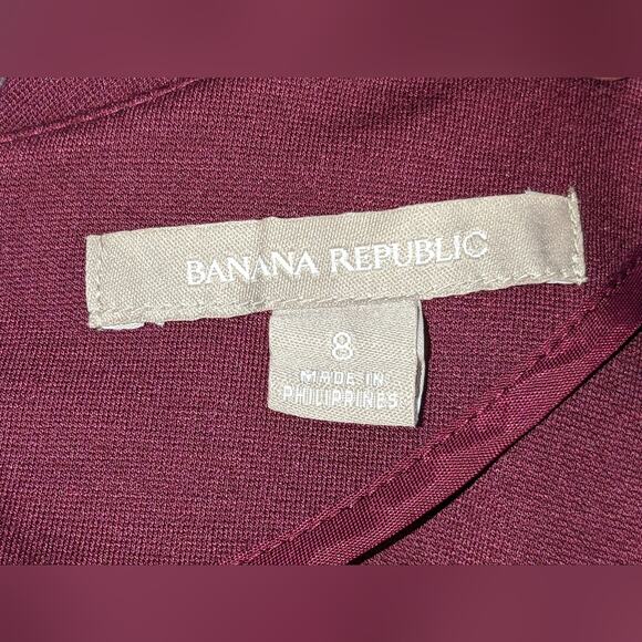 Banana Republic Fit Flare Midi Dress Cap Sleeve Womens 8 Wine Holiday Party Chic - Picture 6 of 9